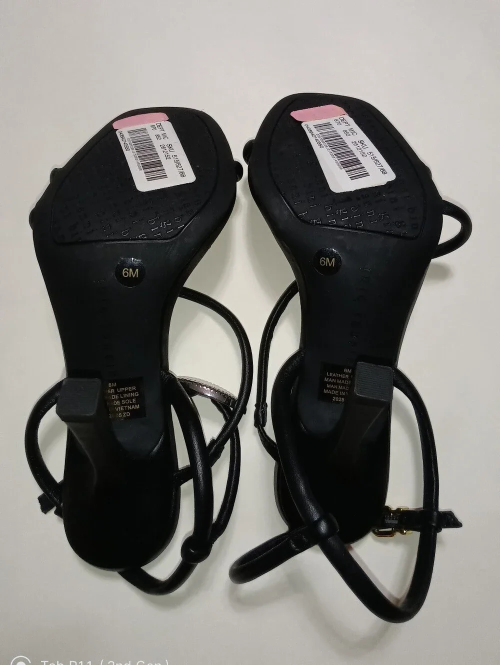 Gianni Bini Carletta Black Strappy Heels with Gold & Silver Lip Accents Size 6
